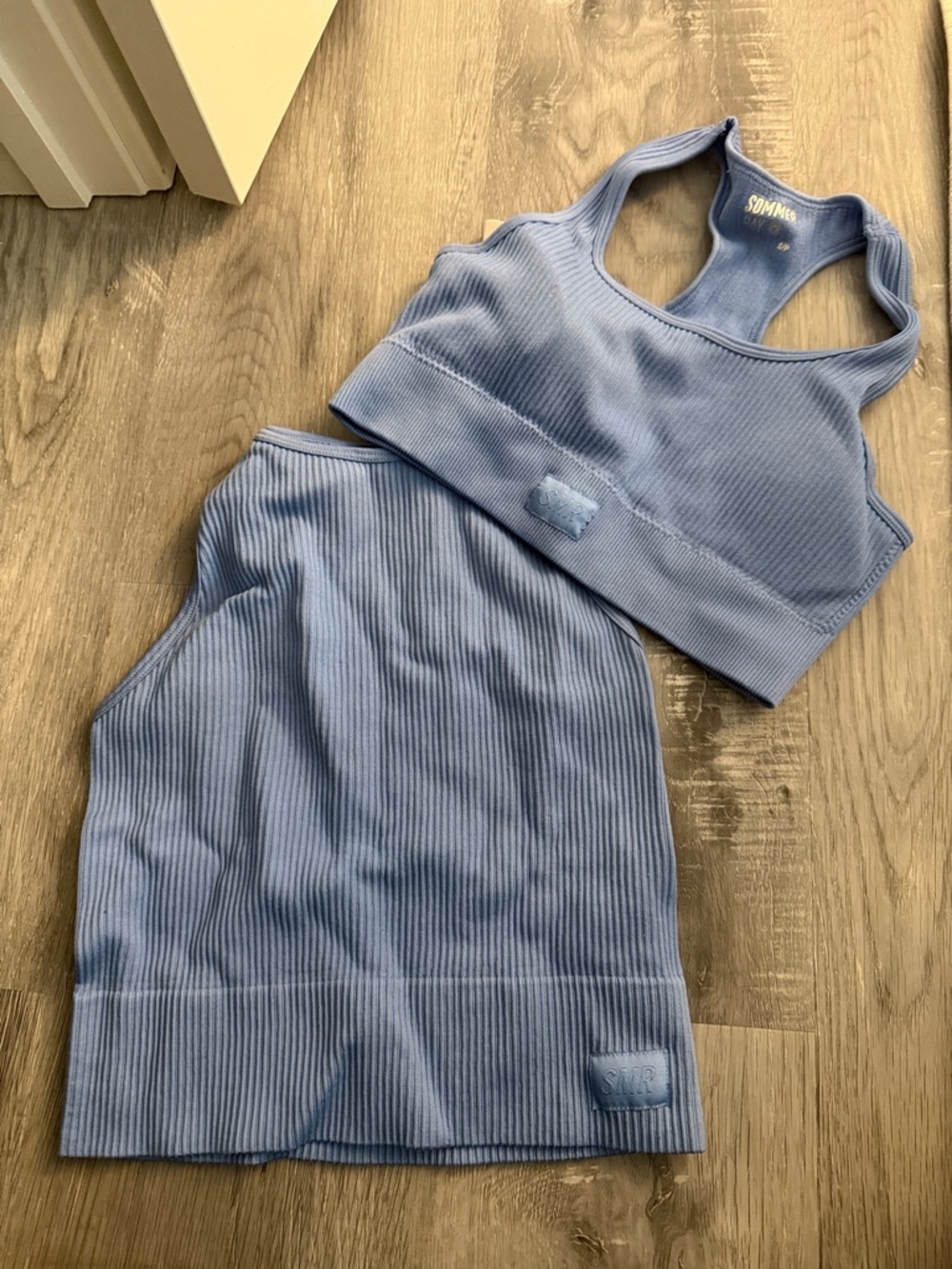 Seamless Ribbed Crop Tank Top - Blue